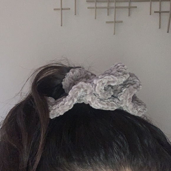 Handmade Velvet Crochet Scrunchie - Picture 4 of 4